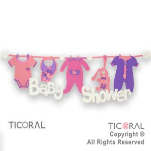 CARTEL BABY SHOWER GOMA EVA LB ROSA x 1